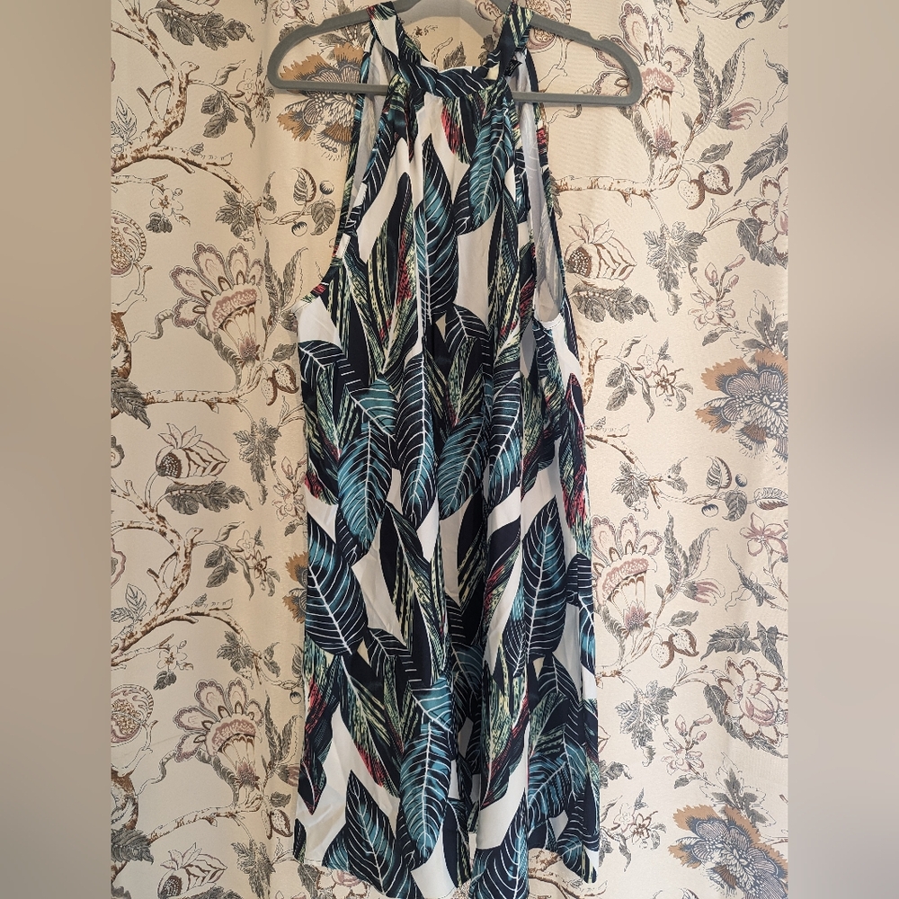 Shein Leaf Print Halter A Line Dress